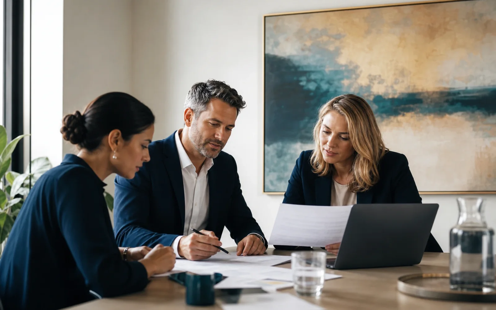 Professionals preparing a case plan in a private meeting room
